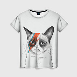 Женская футболка David Bowie: Grumpy cat