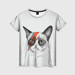 Женская футболка David Bowie: Grumpy cat