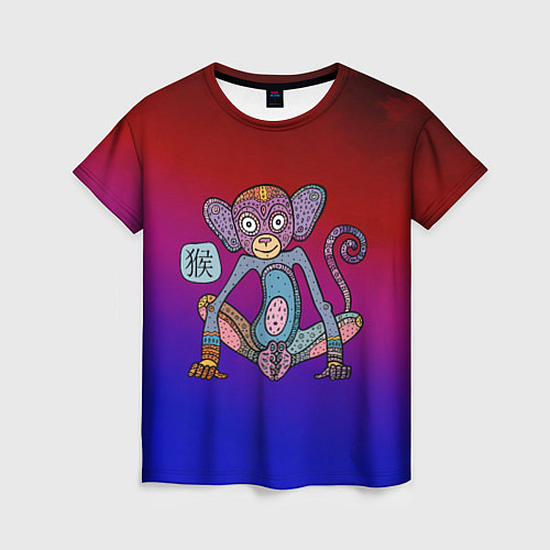 Женская футболка Неоновый год обезьяны / 3D-принт – фото 1