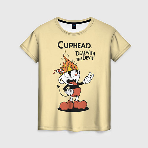 Женская футболка Cuphead: Flame Mugman / 3D-принт – фото 1