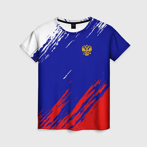 Женская футболка RUSSIA SPORT / 3D-принт – фото 1
