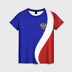 Женская футболка Герб РФ Триколор