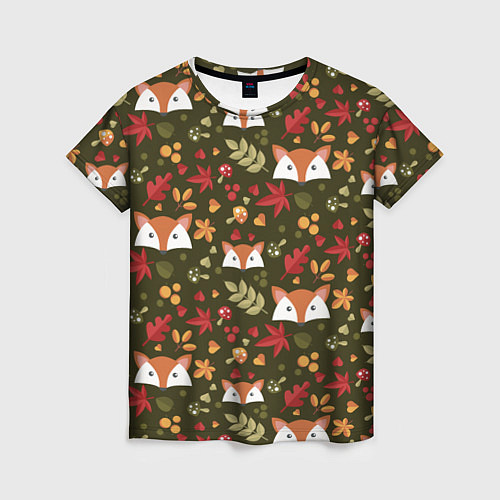 Женская футболка Осенние лисички / 3D-принт – фото 1