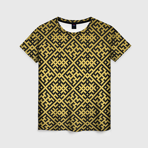 Женская футболка Духобор: Обережная вышивка / 3D-принт – фото 1