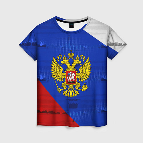 Женская футболка Россия: триколор / 3D-принт – фото 1