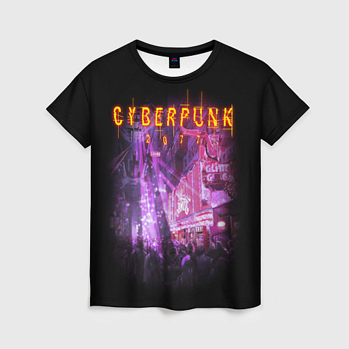 Женская футболка Cyberpunk 2077: Neon City / 3D-принт – фото 1