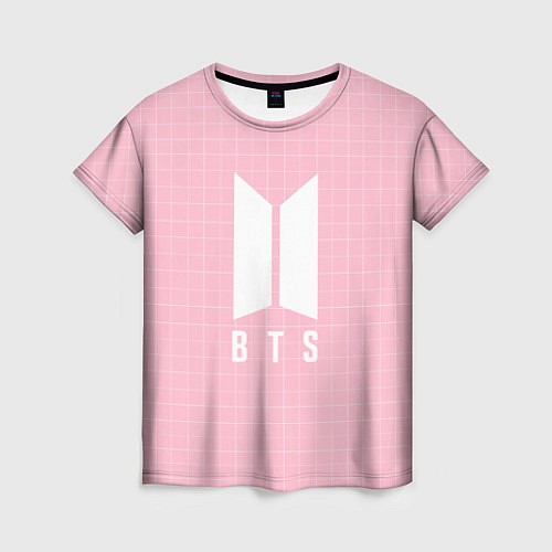 Женская футболка BTS: Pink Grid / 3D-принт – фото 1