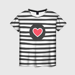 Женская футболка Сердце в полоску