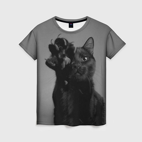 Женская футболка Черный котик / 3D-принт – фото 1