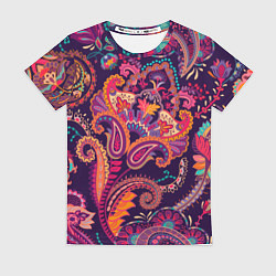 Женская футболка Орнамент пейсли - розовый