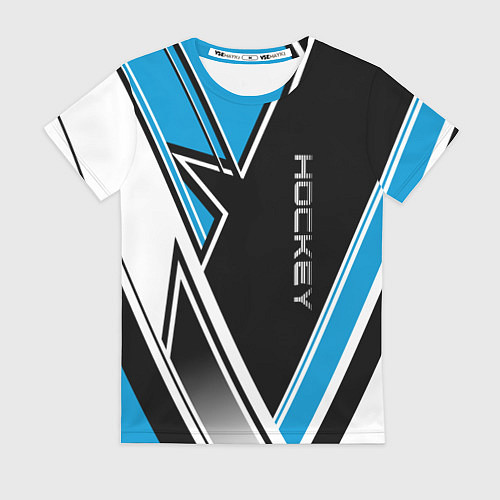Женская футболка Hockey black blue white / 3D-принт – фото 1