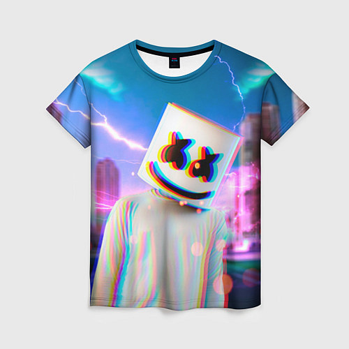 Женская футболка Marshmello: Glitch Effect / 3D-принт – фото 1