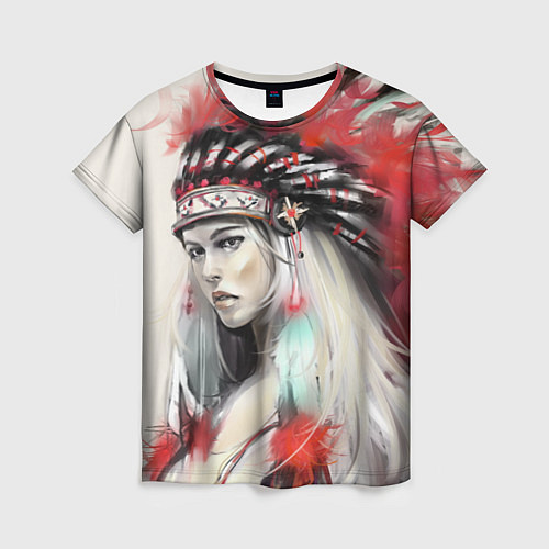 Женская футболка Индейская девушка / 3D-принт – фото 1