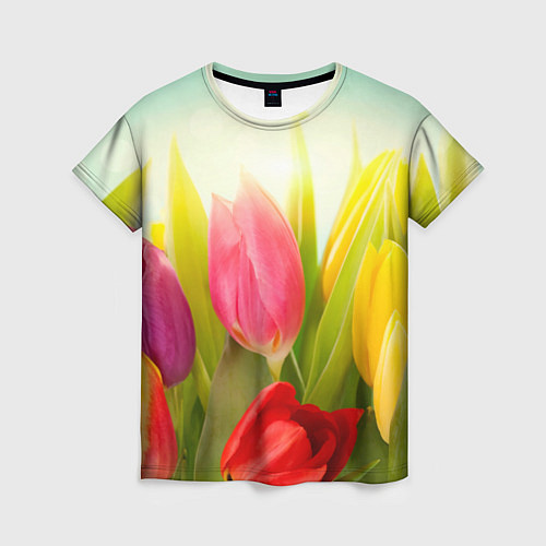 Женская футболка Цветущие тюльпаны / 3D-принт – фото 1