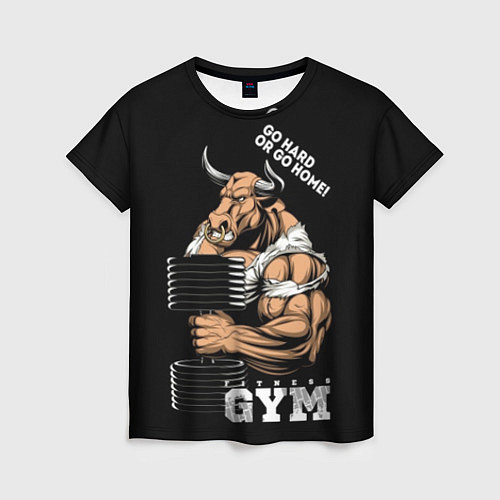 Женская футболка Go heavy or go home - bull / 3D-принт – фото 1