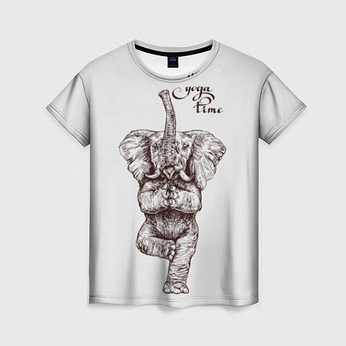 Женская футболка Yoga time - elephant / 3D-принт – фото 1