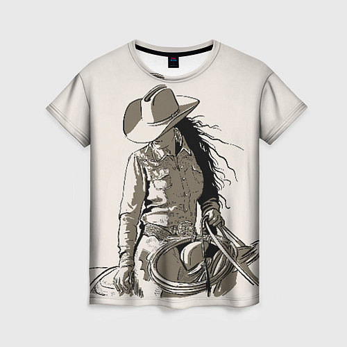 Женская футболка Наездница ковбойша / 3D-принт – фото 1