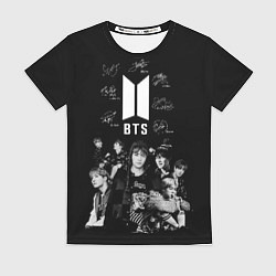 Женская футболка BTS плакат с автографами