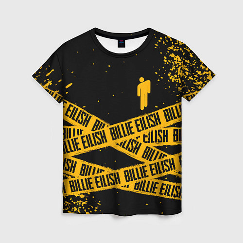 Женская футболка BILLIE EILISH: Yellow & Black Tape / 3D-принт – фото 1