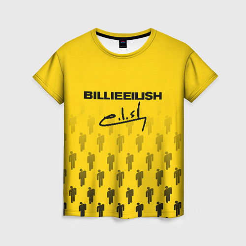 Женская футболка Billie Eilish: Yellow Autograph / 3D-принт – фото 1