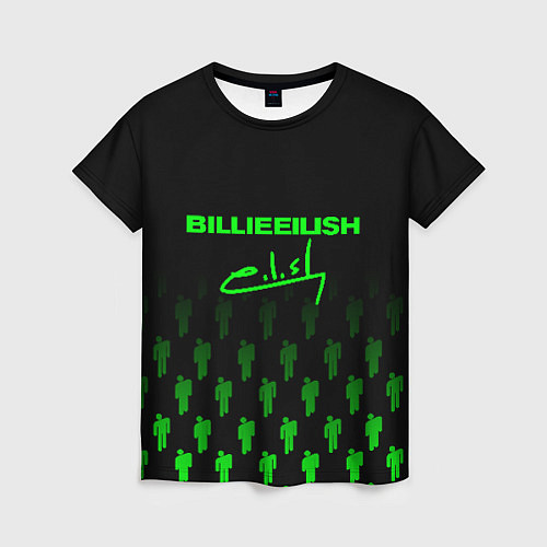 Женская футболка Billie Eilish: Green & Black Autograph / 3D-принт – фото 1