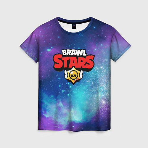 Женская футболка BRAWL STARS лого в космосе / 3D-принт – фото 1