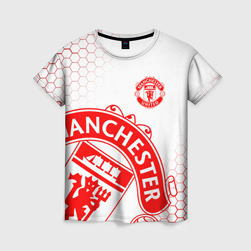 Женская футболка Манчестер Юнайтед white / 3D-принт – фото 1