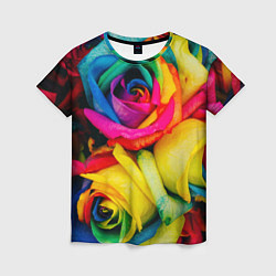 Футболка женская Разноцветные розы, цвет: 3D-принт