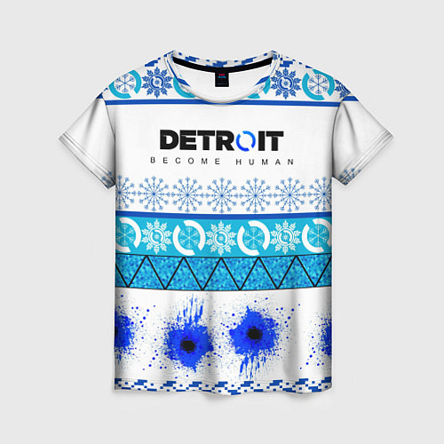 Женская футболка DETROIT: НОВОГОДНИЙ / 3D-принт – фото 1