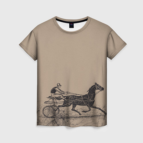 Женская футболка Лошадь с колесницей / 3D-принт – фото 1