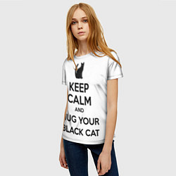 Футболка женская Обними своего черного кота, цвет: 3D-принт — фото 2