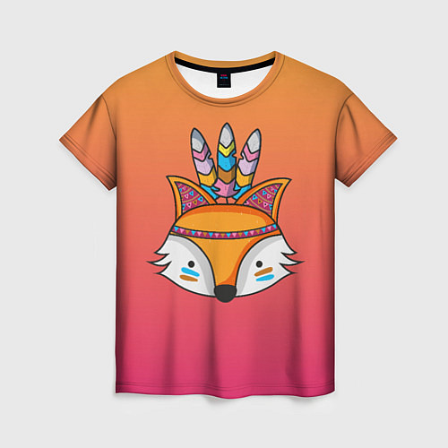 Женская футболка Лиса Индеец / 3D-принт – фото 1