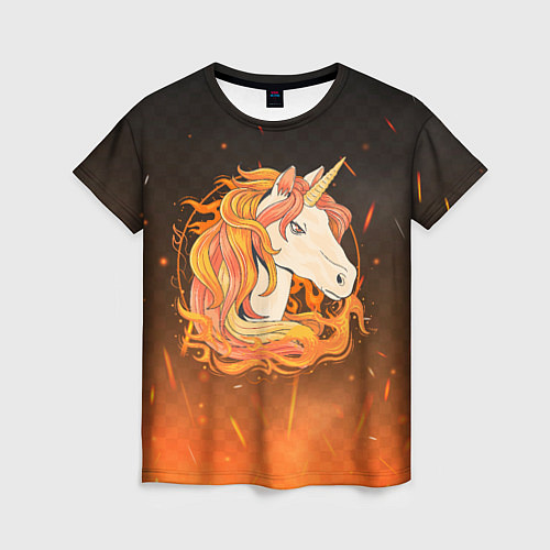 Женская футболка Огненный единорог / 3D-принт – фото 1
