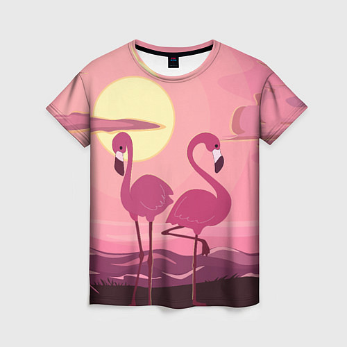 Женская футболка Фламинго / 3D-принт – фото 1