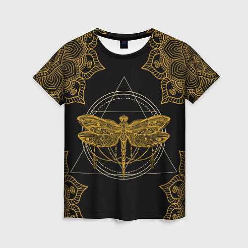Женская футболка Golden dragonfly / 3D-принт – фото 1