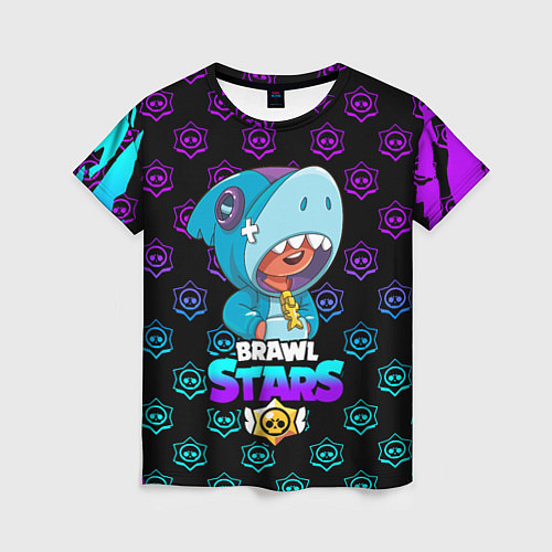Женская футболка Brawl stars leon shark / 3D-принт – фото 1