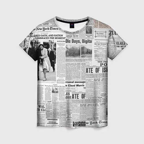 Женская футболка Газета Newspaper / 3D-принт – фото 1