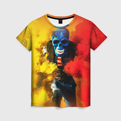 Женская футболка Череп в дыму / 3D-принт – фото 1
