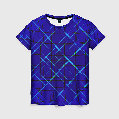 Женская футболка Сине-черная геометрия 3D / 3D-принт – фото 1
