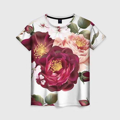 Женская футболка Розы / 3D-принт – фото 1
