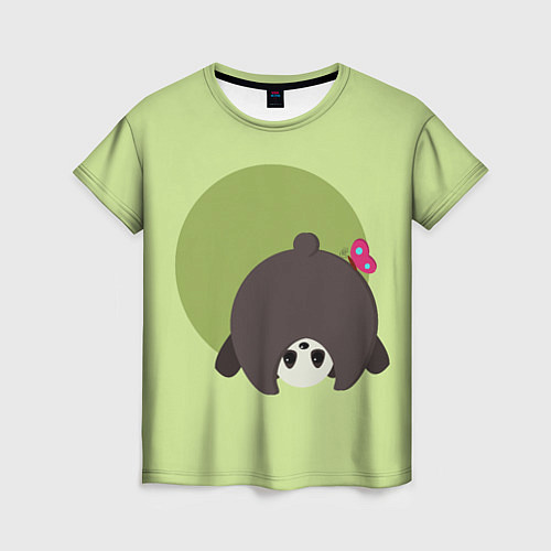 Женская футболка Прикольная панда с бабочкой / 3D-принт – фото 1