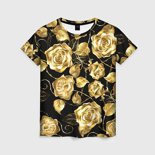 Женская футболка Golden Roses / 3D-принт – фото 1