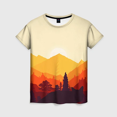 Женская футболка Горы закат пейзаж лиса арт / 3D-принт – фото 1