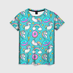 Женская футболка Turquoise unicorn