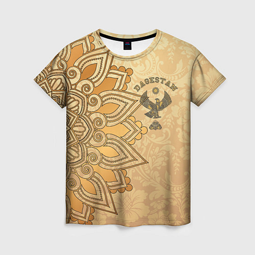 Женская футболка Дагестан в золоте / 3D-принт – фото 1
