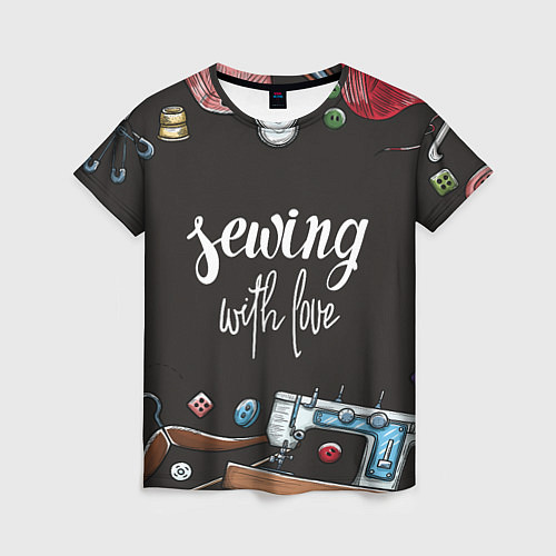 Женская футболка Сшито с любовью / 3D-принт – фото 1