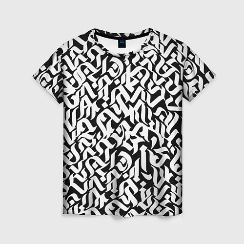 Женская футболка Шрифт на чёрном / 3D-принт – фото 1