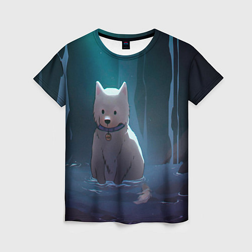 Женская футболка Одинокий пес в озере слез / 3D-принт – фото 1