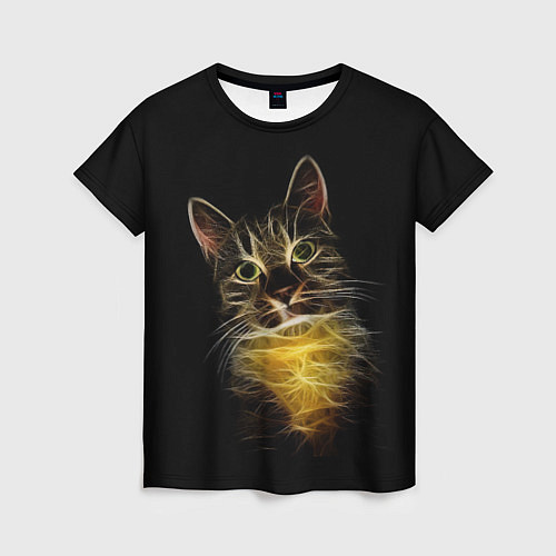 Женская футболка Дымчато-световой кот / 3D-принт – фото 1