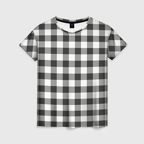 Женская футболка Черно-белая клетка / 3D-принт – фото 1